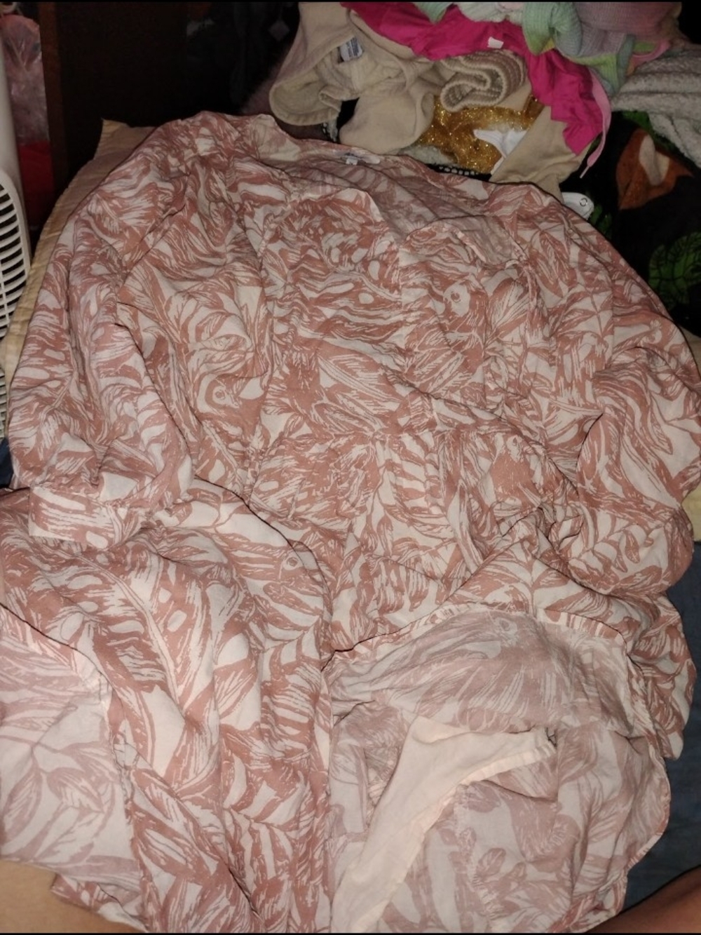 Reitmans Plus Size Blush Pink and White Leaf-Print Women’s Dress